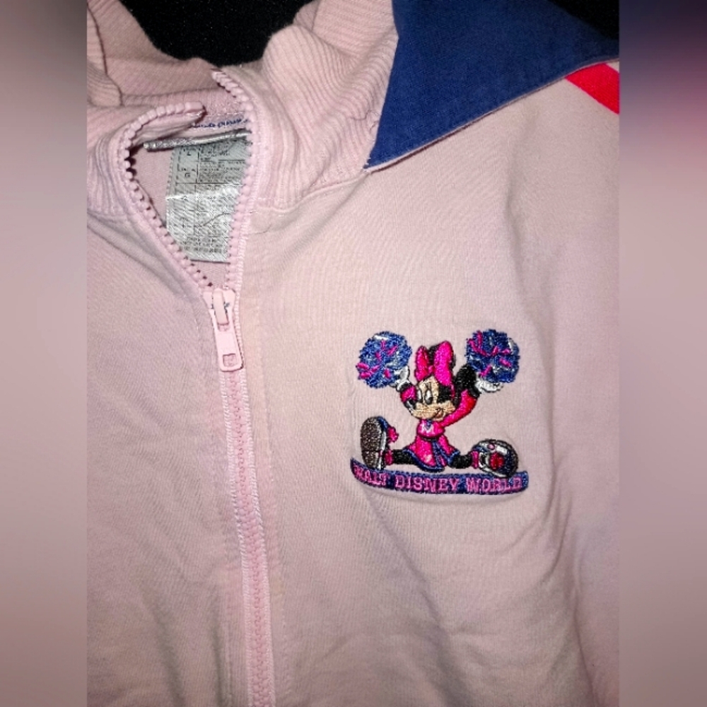 Disney Girl's Pink And Blue Minnie Mouse Hoodie Size L
